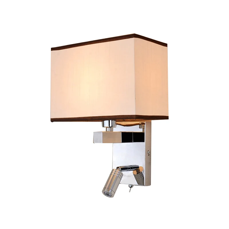 Eigentijdse rechthoekige wandlamp van stof LED-wandkandelaarverlichting chroom met spotlight Clearhalo