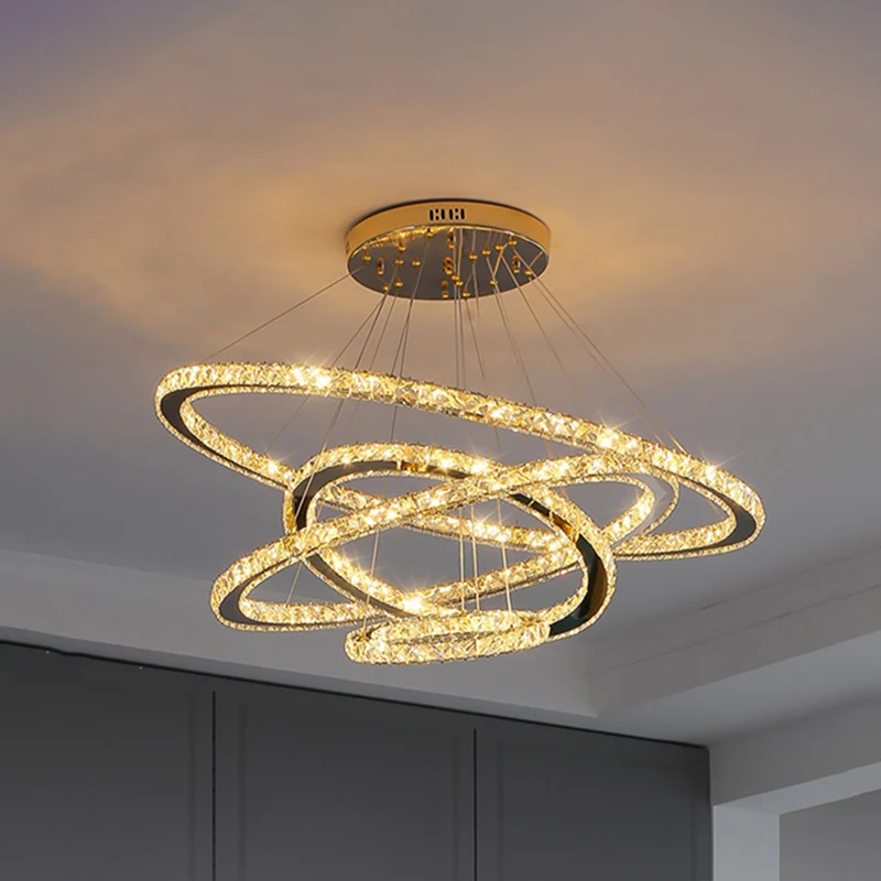Eigentijdse ringkroonluchter hanglamp K9 kristallen hanglamp voor woonkamer Clearhalo