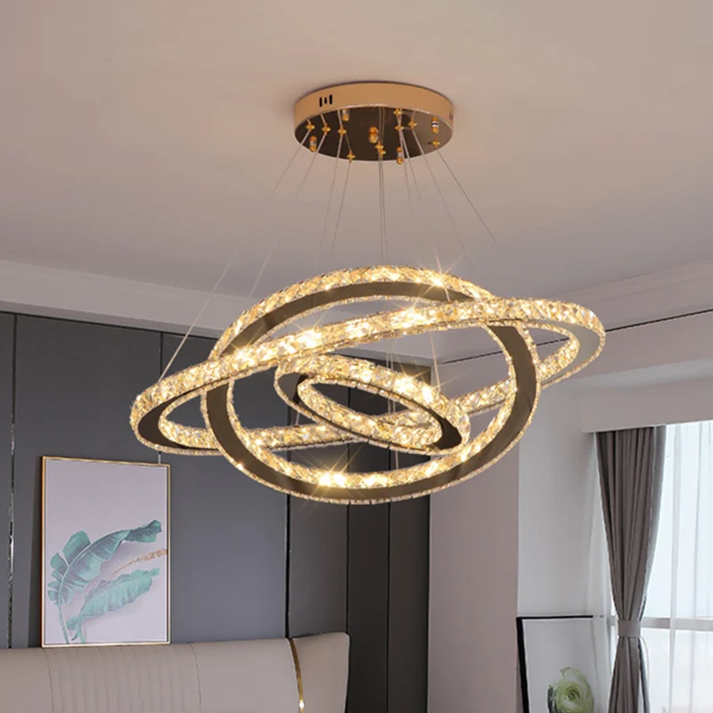 Eigentijdse ringkroonluchter hanglamp K9 kristallen hanglamp voor woonkamer Clearhalo