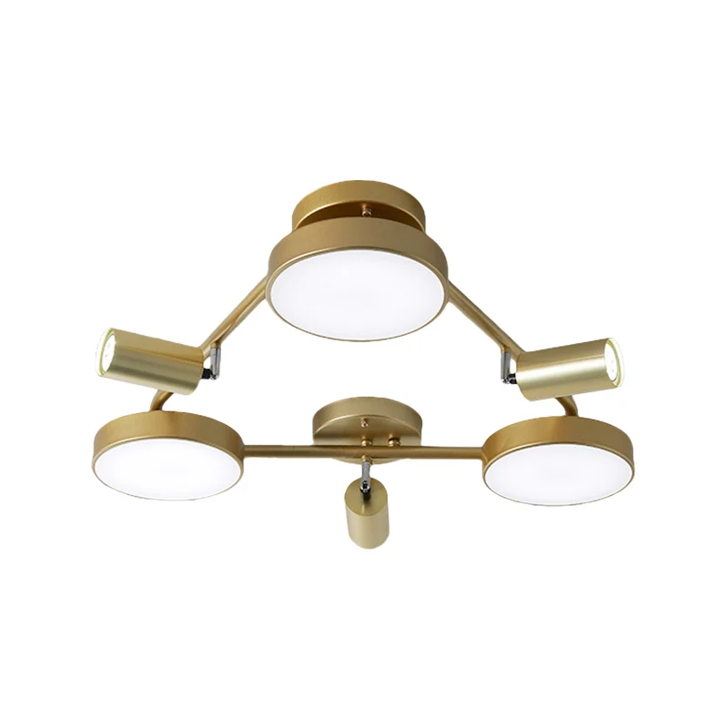 Eigentijdse ronde halfverzonken metalen plafondlamp met 6 koppen goud voor slaapkamer Clearhalo