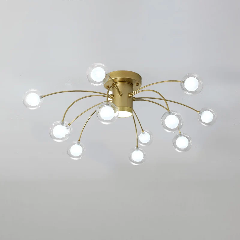 Eigentijdse Starburst inbouw metalen 13-koppige slaapkamer semi-inbouw plafondlamp messing Clearhalo