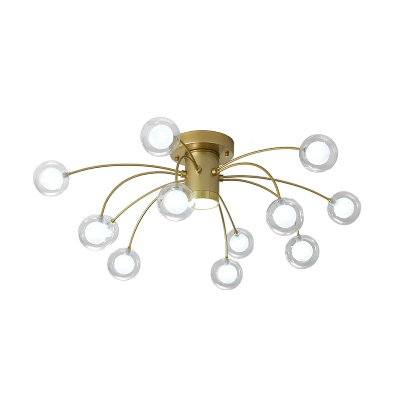 Eigentijdse Starburst inbouw metalen 13-koppige slaapkamer semi-inbouw plafondlamp messing Clearhalo