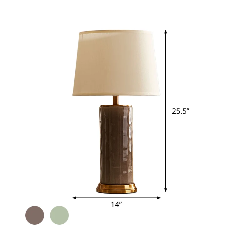 Eigentijdse taakverlichting met 1 kop, groen/koffieton leesboeklamp met stoffen kap Clearhalo