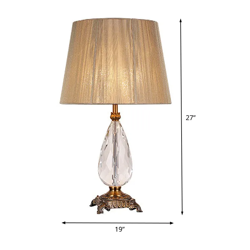 Eigentijdse tafellamp met 1 lamp, beige brede flare, kleine bureaulamp met stoffen kap Clearhalo
