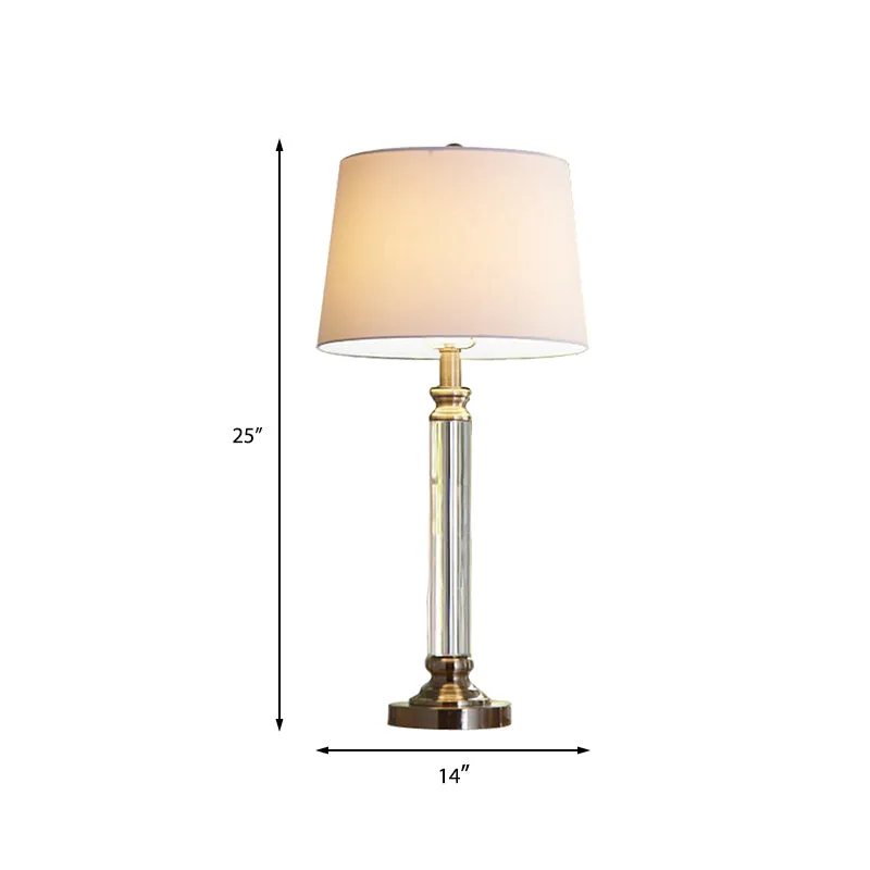 Eigentijdse tafellamp met 1 lamp, goudkleurige taps toelopende trommel, kleine bureaulamp met stoffen kap Clearhalo