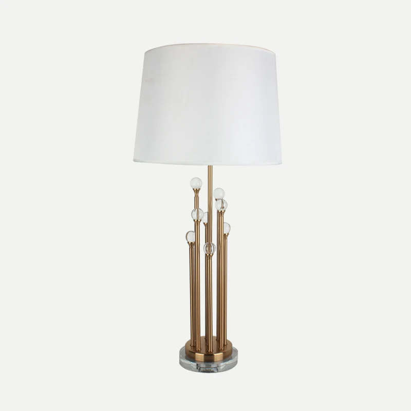 Eigentijdse taps toelopende drumtaaklamp stof 1 hoofd nachttafellamp goud voor slaapkamer Clearhalo