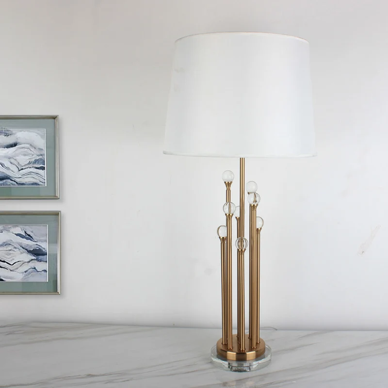 Eigentijdse taps toelopende drumtaaklamp stof 1 hoofd nachttafellamp goud voor slaapkamer Clearhalo