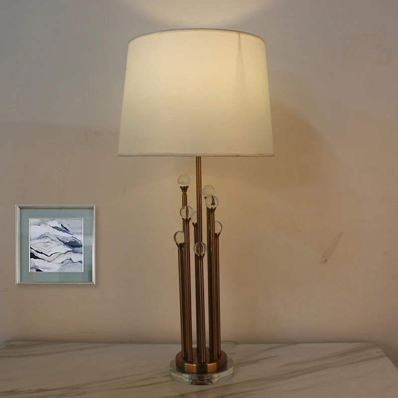 Eigentijdse taps toelopende drumtaaklamp stof 1 hoofd nachttafellamp goud voor slaapkamer Clearhalo