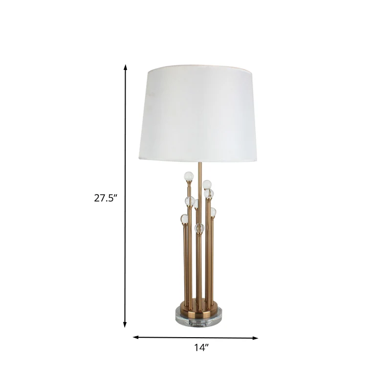 Eigentijdse taps toelopende drumtaaklamp stof 1 hoofd nachttafellamp goud voor slaapkamer Clearhalo