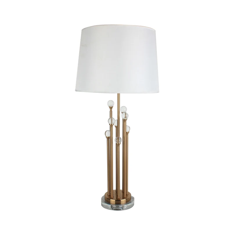 Eigentijdse taps toelopende drumtaaklamp stof 1 hoofd nachttafellamp goud voor slaapkamer Clearhalo
