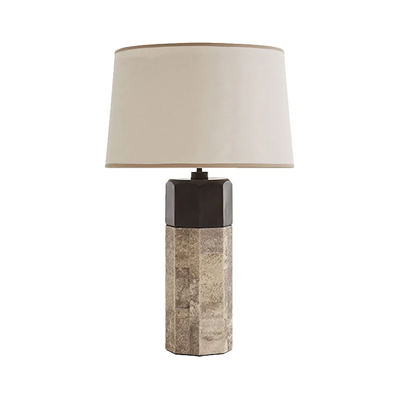 Eigentijdse taps toelopende drumtaakverlichting stof 1-kops nachttafellamp beige Clearhalo