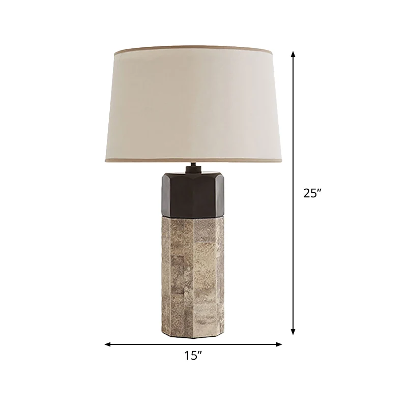 Eigentijdse taps toelopende drumtaakverlichting stof 1-kops nachttafellamp beige Clearhalo