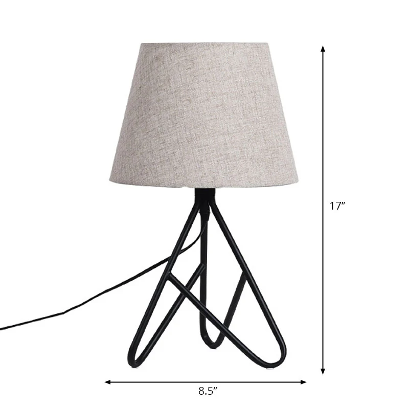 Eigentijdse, taps toelopende taakverlichting, stof, 1 licht, leesboeklamp wit/zwart voor nachtkastje Clearhalo