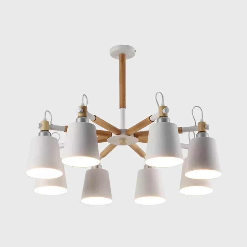 Eigentijdse trapeziumvormige schaduwkroonluchter 8-lichts metalen hanglamp voor woonkamer Clearhalo