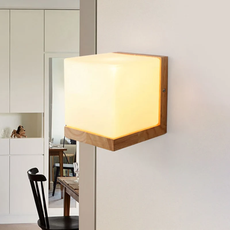 Eigentijdse vierkante schanslamp wit glas 1 lamp woonkamer wandmontage verlichting Clearhalo