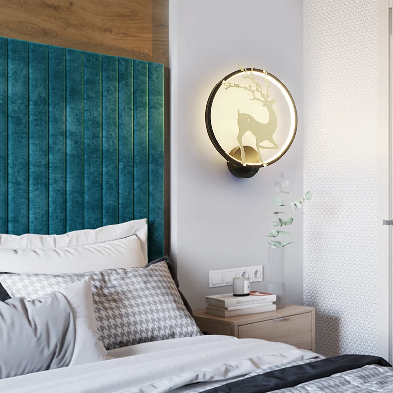 Eigentijdse zwart/witte acryl ring-sconce light LED-wandmontage verlichtingsideeën met sikahertenpatroon Clearhalo