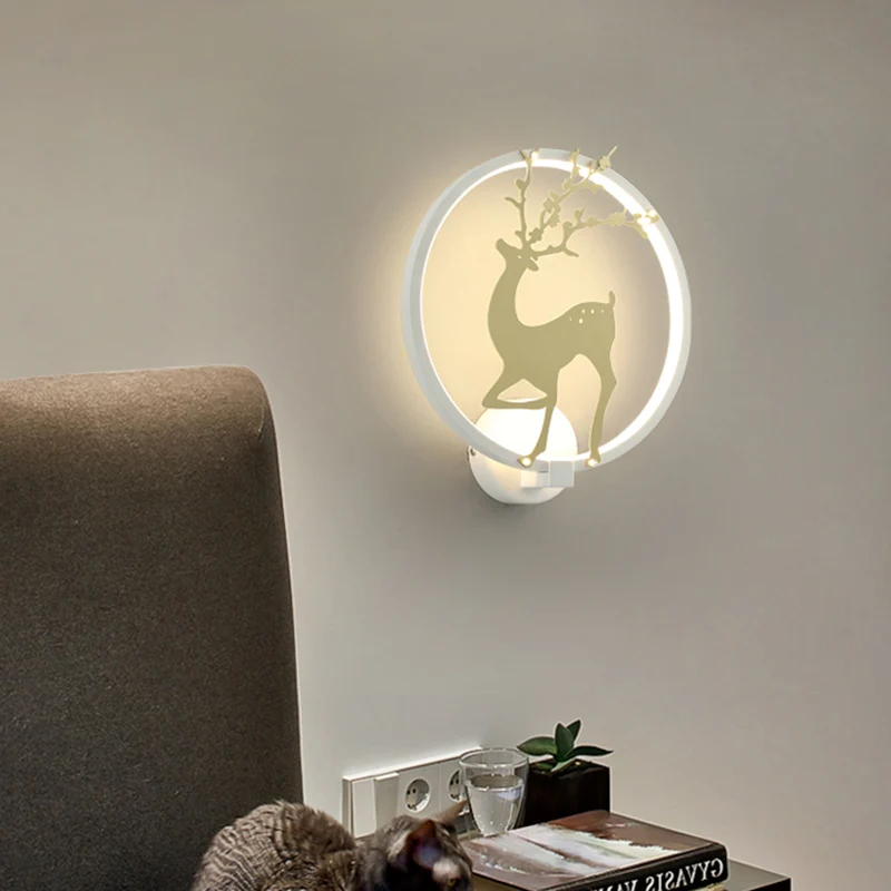 Eigentijdse zwart/witte acryl ring-sconce light LED-wandmontage verlichtingsideeën met sikahertenpatroon Clearhalo