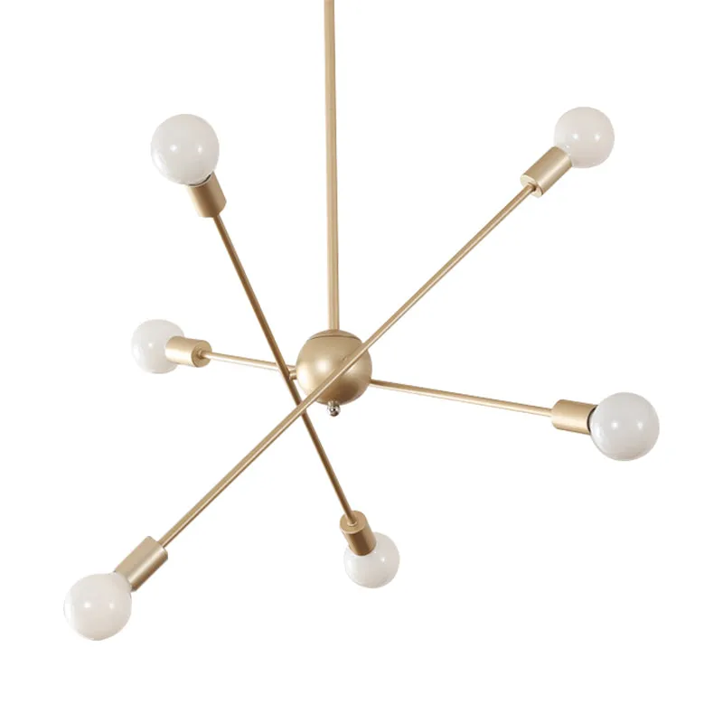 Elegante stijllijn hanglamp, meerkoppige metalen kroonluchter gouden afwerking voor eettafel Clearhalo