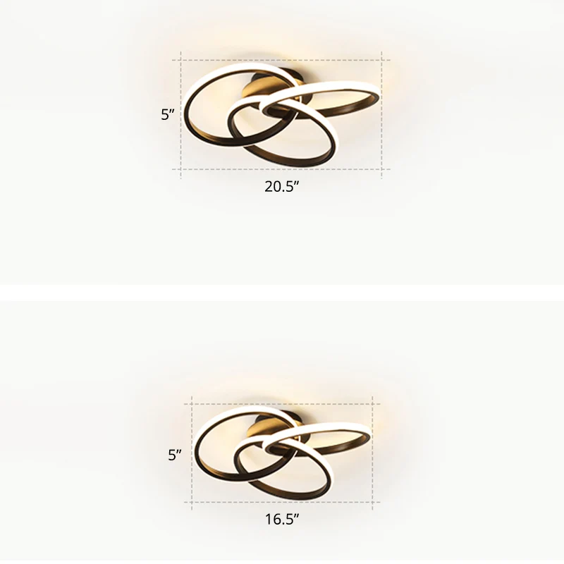 elkaar grijpende ringen LED-inbouwlamp Minimalistisch acryl Slaapkamer Semi-inbouwplafondlamp Clearhalo