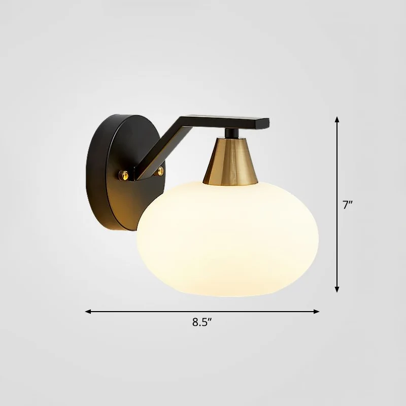 Ellipse slaapkamer wandlamp minimalisme wit glas enkele zwarte schansverlichting Clearhalo