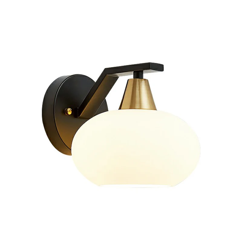 Ellipse slaapkamer wandlamp minimalisme wit glas enkele zwarte schansverlichting Clearhalo