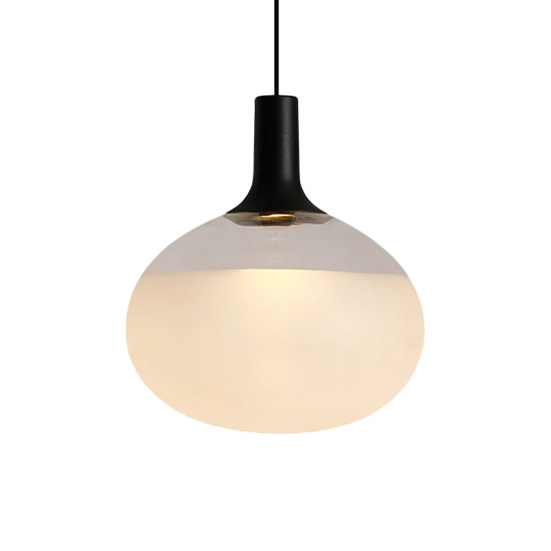 Elliptische hanglamp modernistisch wit/grijs/amber glas 1 licht zwart led hanglamp wit/warm licht Clearhalo