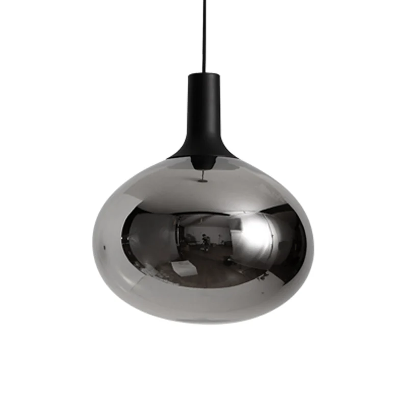 Elliptische hanglamp modernistisch wit/grijs/amber glas 1 licht zwart led hanglamp wit/warm licht Clearhalo