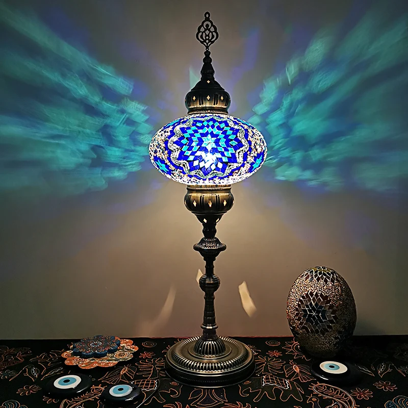 Elliptische nachtkastlamp Traditioneel glas--lood, 1 kop, wit/beige/rood staand licht Clearhalo