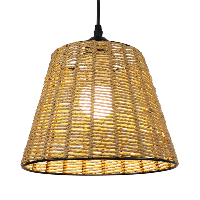 Emmer hanglamp modern geweven rotan 1-lichts binnenhanglamp beige Clearhalo