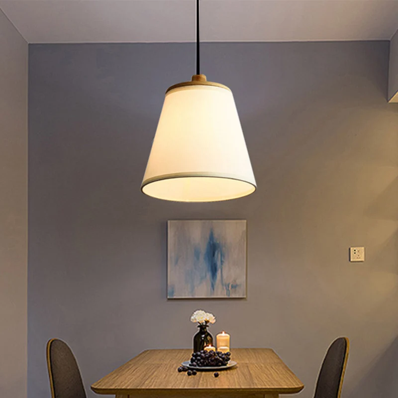 Emmer stof plafondverlichting Eenvoud 1-lichts eetkamer hanglamp wit Clearhalo