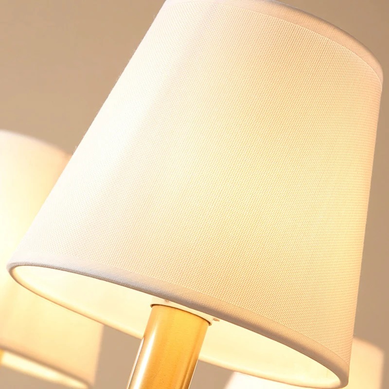 Empire Shade kroonluchter hanglamp eigentijdse stof messing kandelaar hanglamp voor woonkamer Clearhalo