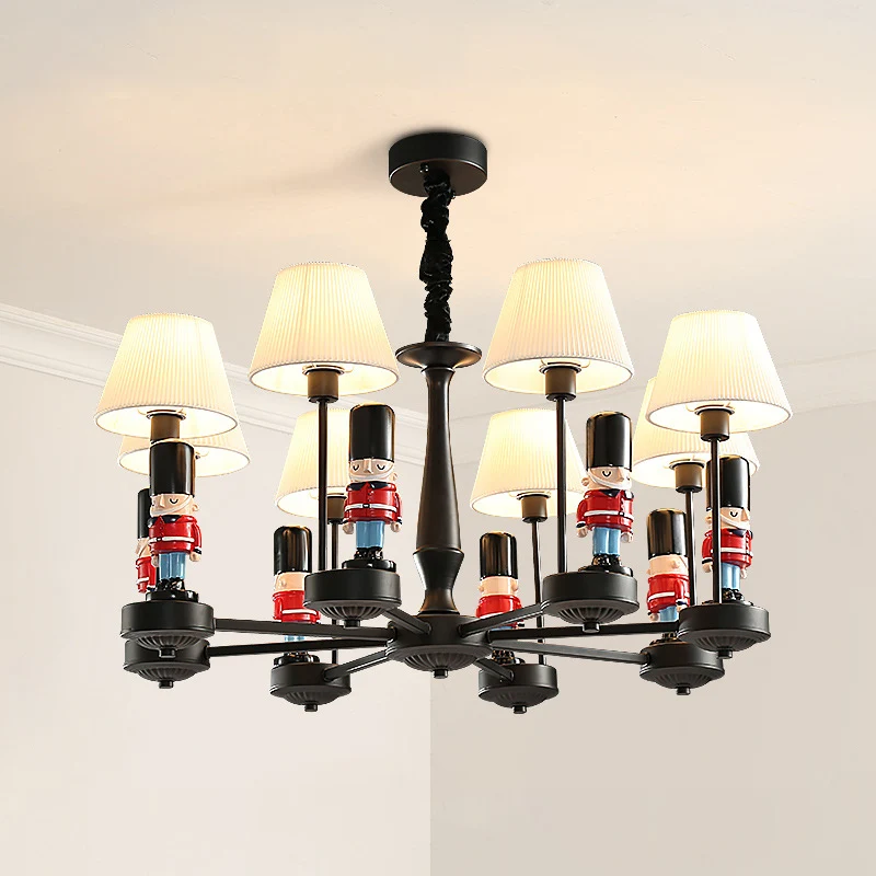 Empire Shade Kroonluchter Licht Cartoon Stof Wit Hanglamp met beeldje voor slaapkamer Clearhalo
