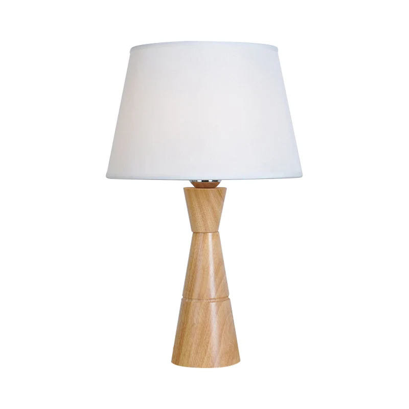 Empire Shade Nachtlamp Scandinavische stof 1-lichts houten tafelverlichting met trechtervormige voet Clearhalo