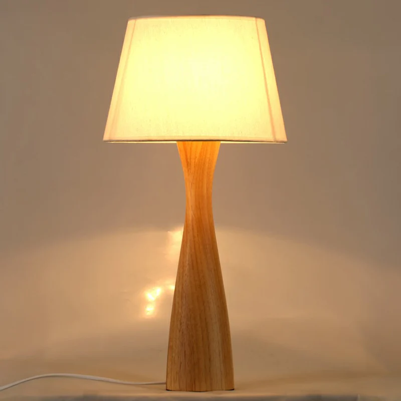 Empire Shade stoffen nachtkastje licht modern 1-lamps witte tafellamp met houten vaasbasis Clearhalo