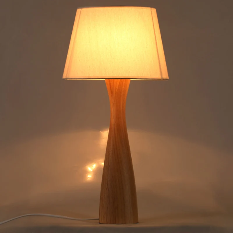 Empire Shade stoffen nachtkastje licht modern 1-lamps witte tafellamp met houten vaasbasis Clearhalo