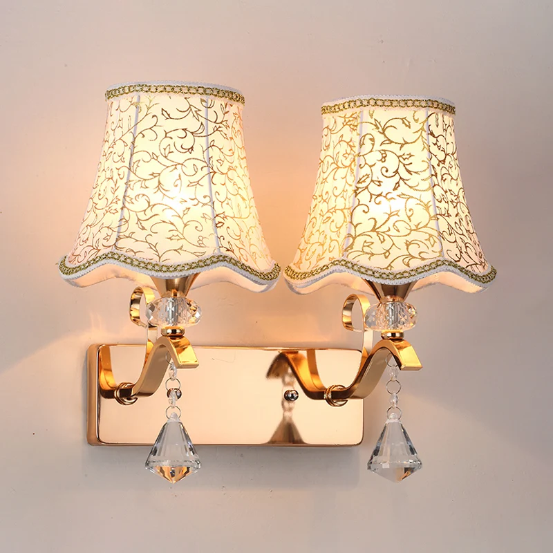 Empire Shade Wandmontage Lichtarmatuur Modernistische Stof 2 Lampen Wandlamp voor Slaapkamer Clearhalo