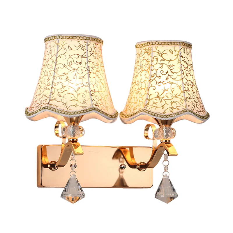 Empire Shade Wandmontage Lichtarmatuur Modernistische Stof 2 Lampen Wandlamp voor Slaapkamer Clearhalo