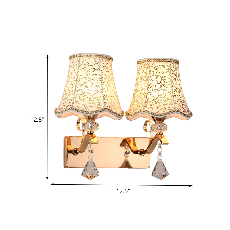Empire Shade Wandmontage Lichtarmatuur Modernistische Stof 2 Lampen Wandlamp voor Slaapkamer Clearhalo