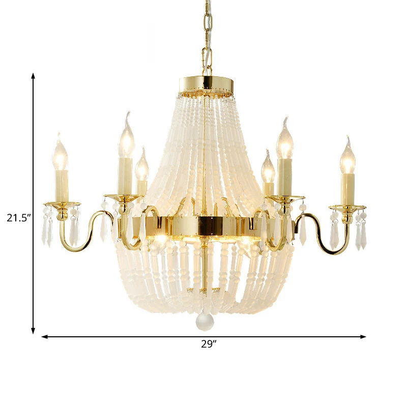Empire-vorm kristallen kroonluchter verlichting traditioneel 6-lichts woonkamer hangend lichtarmatuur goud Clearhalo