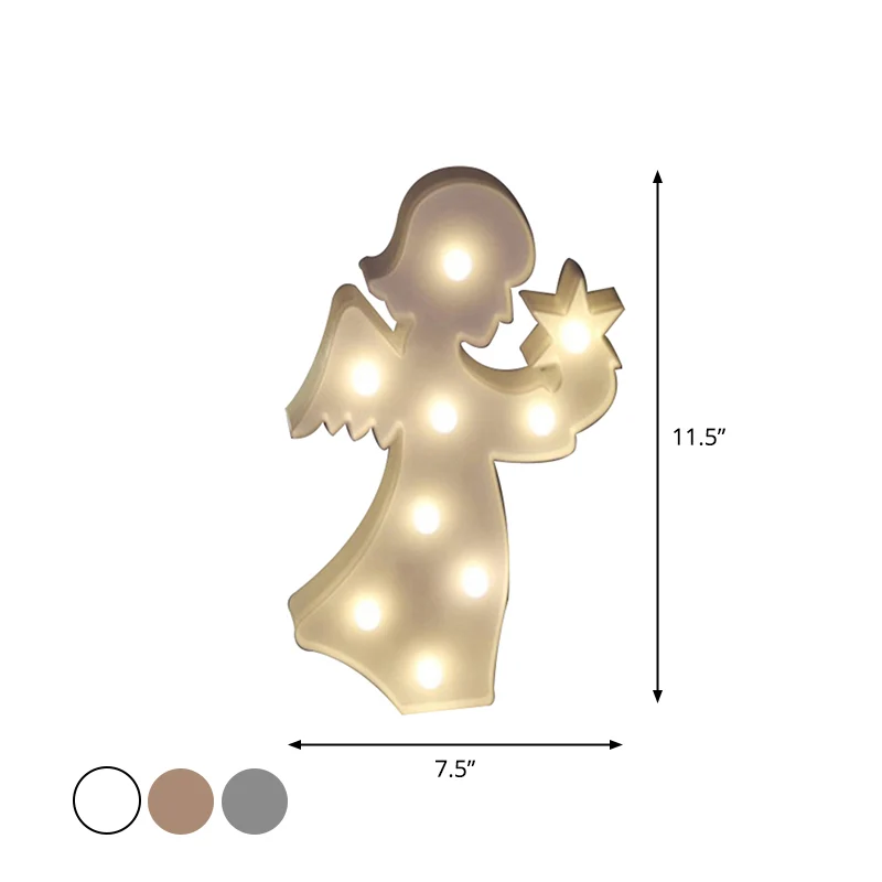 Engel Plastic Muur Nachtverlichting Creatieve LED-nachtstandlamp voor meisjesslaapkamer Clearhalo