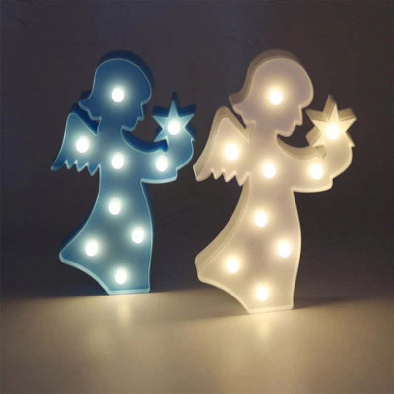 Engel Plastic Muur Nachtverlichting Creatieve LED-nachtstandlamp voor meisjesslaapkamer Clearhalo
