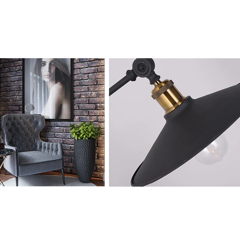 Enkele brede uitlopende leeslamp, industriële matzwarte metalen tafellamp met balansarm Clearhalo