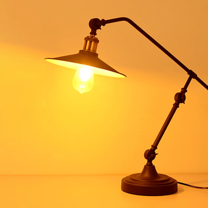 Enkele brede uitlopende leeslamp, industriële matzwarte metalen tafellamp met balansarm Clearhalo