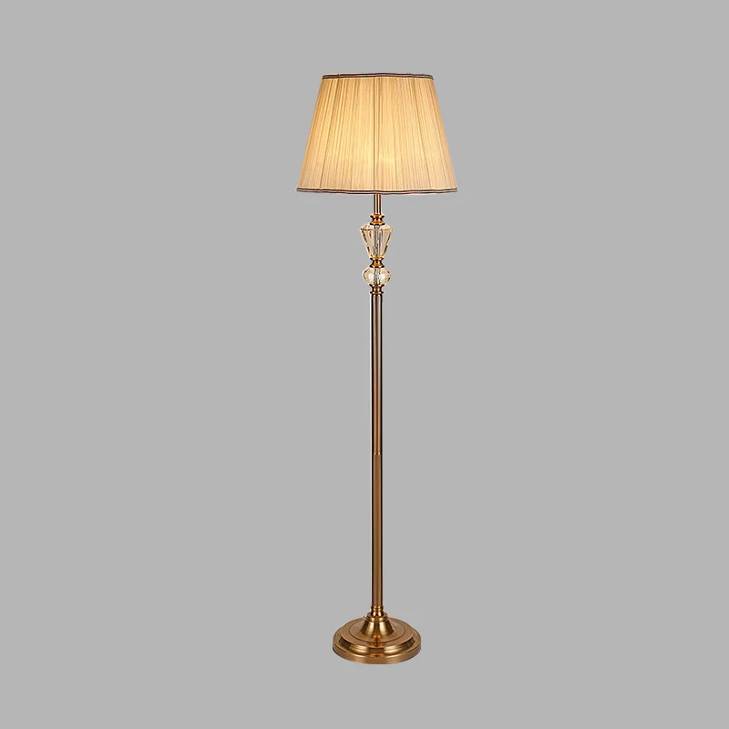 Enkele kop woonkamer kristallen leesvloerlamp rustiek beige staande lamp met trommelstof kap Clearhalo