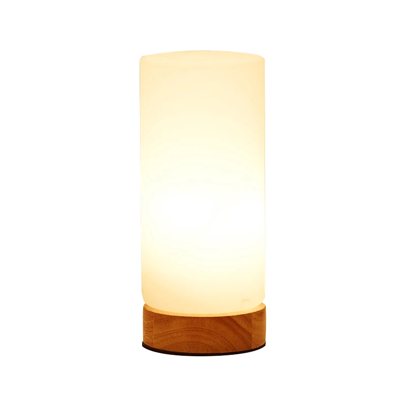 Enkele lamp bol/cilinder/vierkante kap leesboek licht modern hout wit glas taakverlichting Clearhalo