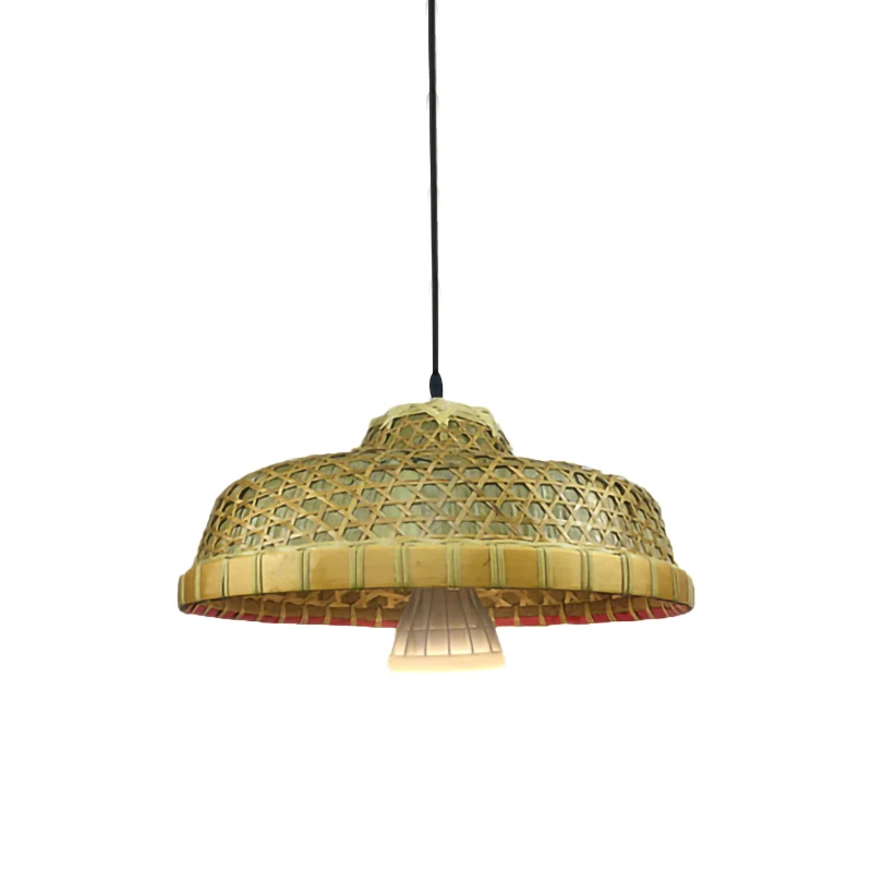 Enkele lichte hoedvormige hanglamp Rustiek bamboe druppellicht voor restaurant Clearhalo