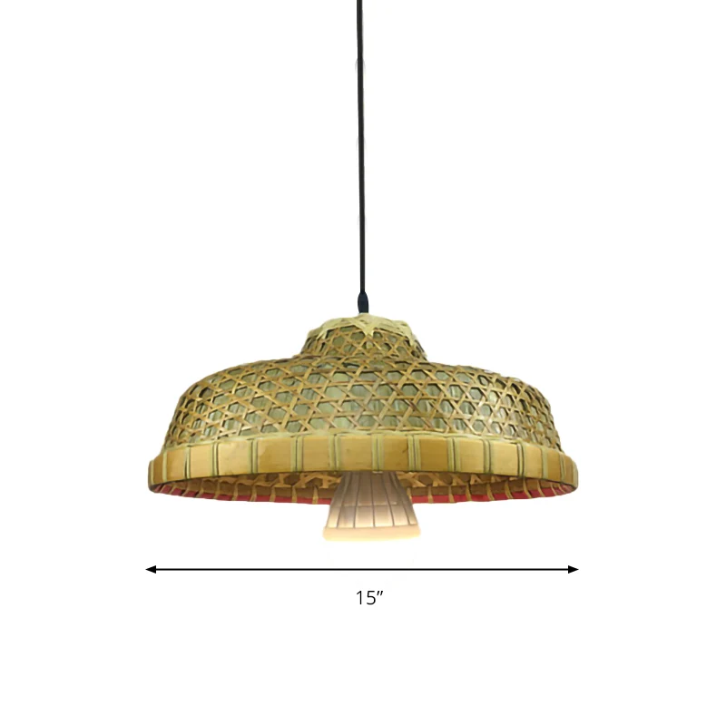 Enkele lichte hoedvormige hanglamp Rustiek bamboe druppellicht voor restaurant Clearhalo