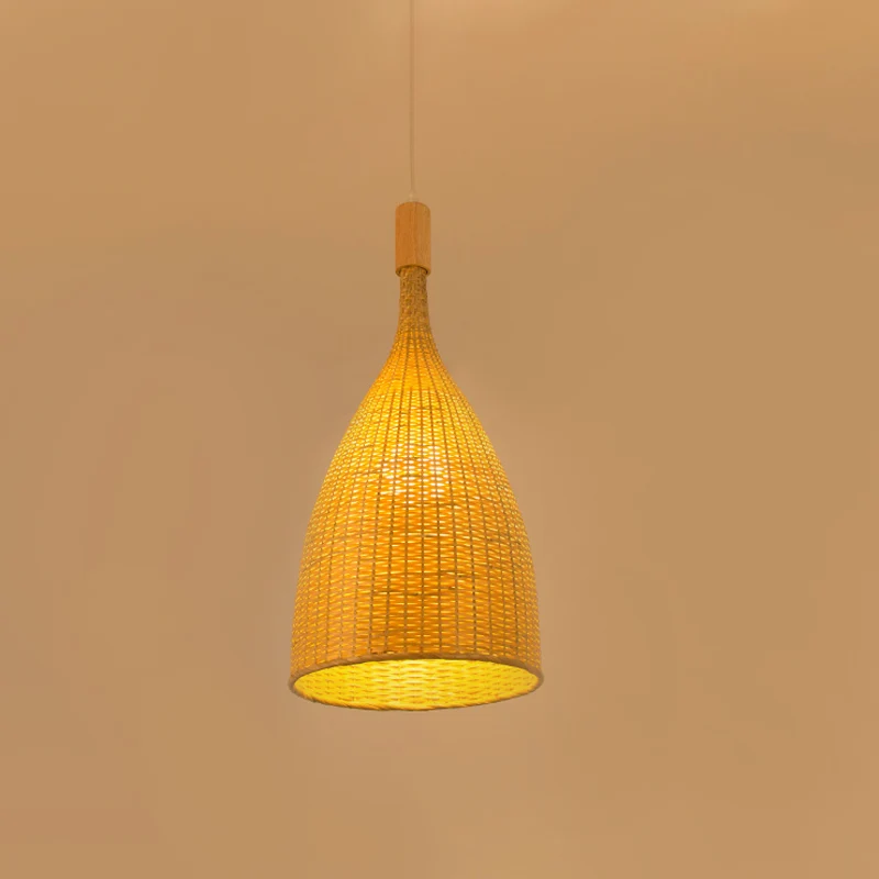 Enkele restaurant hanglamp Azië beige hanglamp met trechter bamboe kap Clearhalo