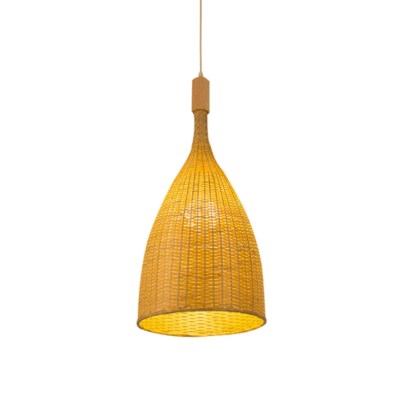 Enkele restaurant hanglamp Azië beige hanglamp met trechter bamboe kap Clearhalo