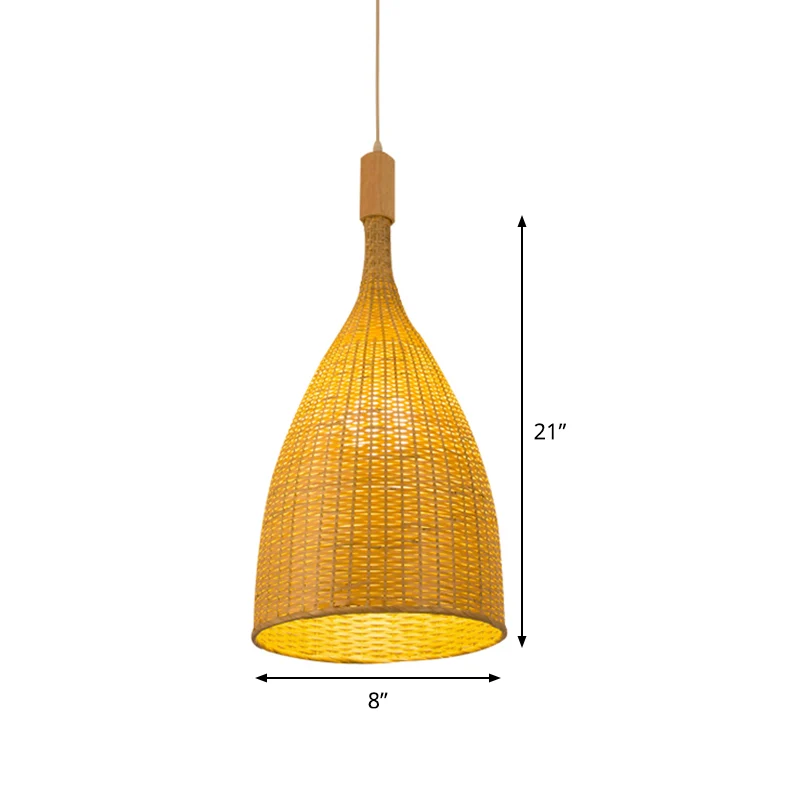 Enkele restaurant hanglamp Azië beige hanglamp met trechter bamboe kap Clearhalo